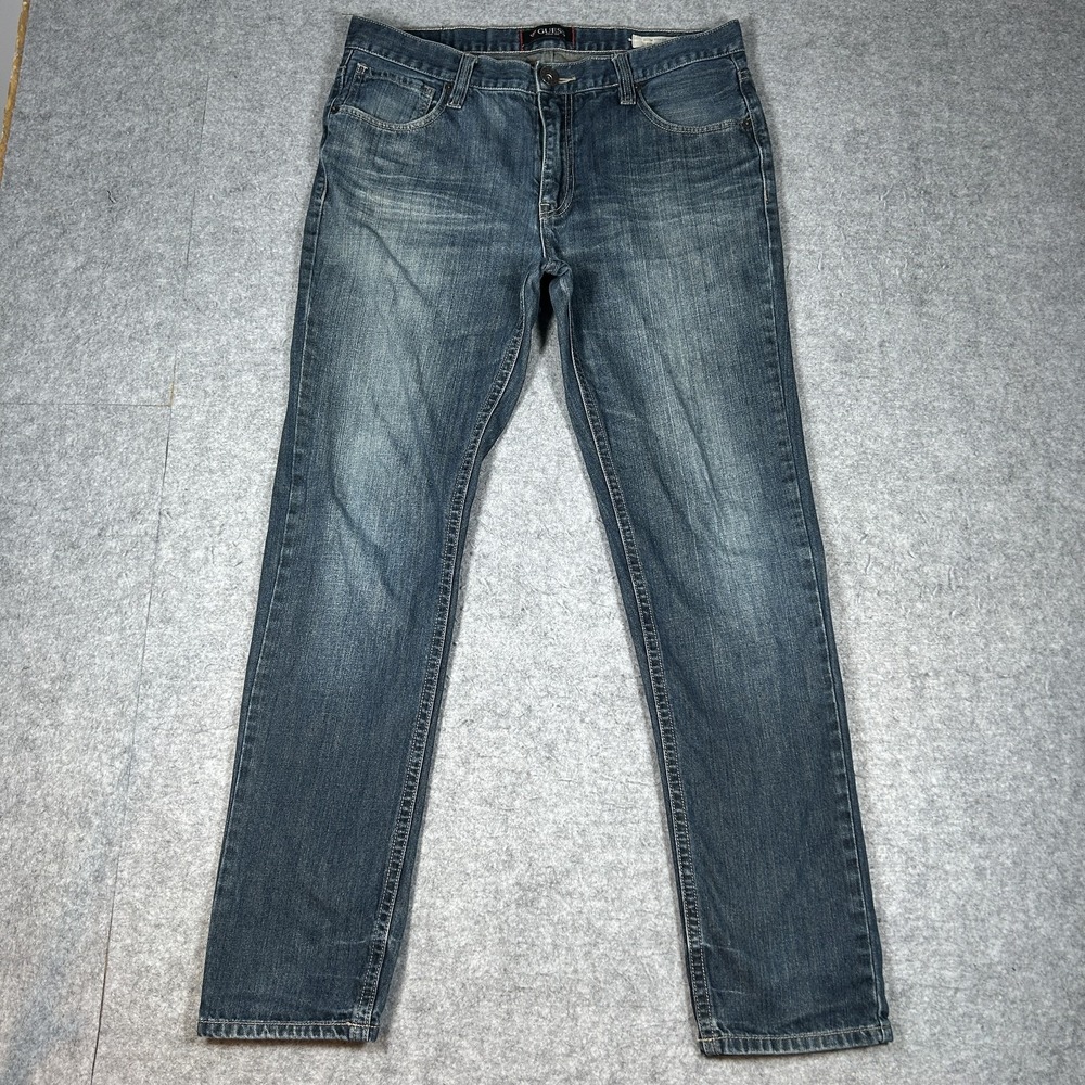 Vintage Guess Ethan Fit Denim Jeans Mens 34(34x29) Medium Blue Wash Y2K Faded